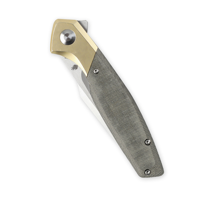 Kizer Manganas Grazioso Liner Lock Knife Green Micarta &amp; Brass - V4572N2 - KNIFESTOCK