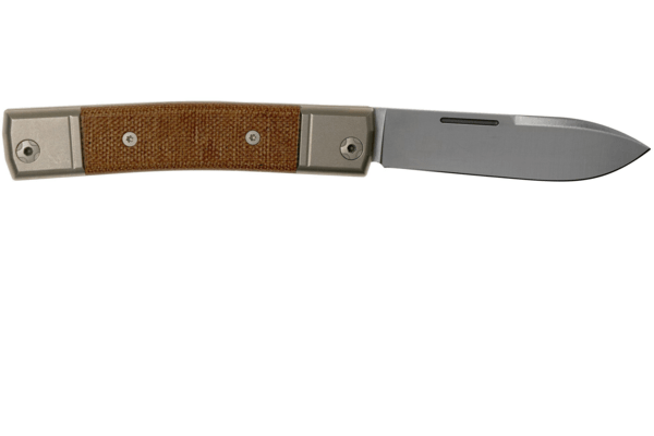 Lionsteel M390 Clip blade, Natural Canvas Handle, Titanium Bolster &amp; liners DROP BM2 CVN - KNIFESTOCK