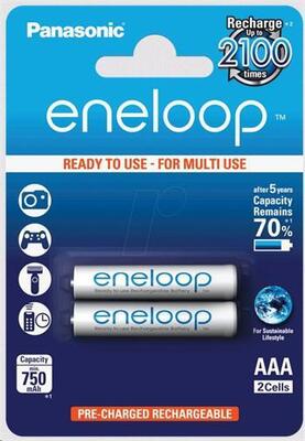Panasonic Eneloop R03/AAA 750mAh – blister de 2 pcs BK-4MCCE-2BE - KNIFESTOCK