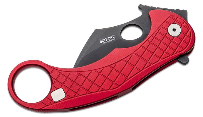 Lionsteel Folding knife Chemical Black MagnaCut blade, RED aluminum handle LE1 A RB - KNIFESTOCK