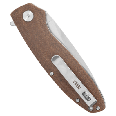 Petrified Fish PFB01 Terra Stonewashed D2 Brown Micarta PFB01BRW - KNIFESTOCK