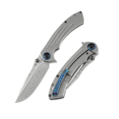 Kansept Pretatout Dmascus Stonewashed Titanium Handle K1032D1 - KNIFESTOCK