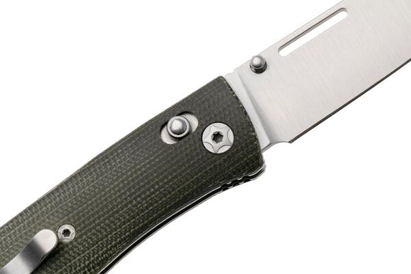 LionSteel NINI Folding knife M390 satin blade, full GREEN Canvas handle NN1 CVG - KNIFESTOCK