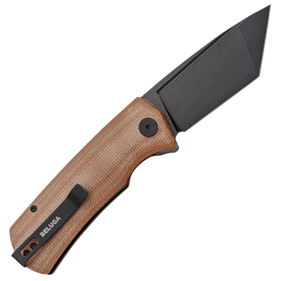 Petrified Fish PFP01T Beluga Black Stonewash K110 Brown Micarta PFP01TKMDW - KNIFESTOCK