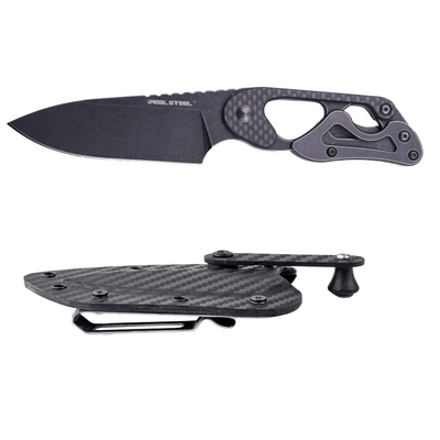 Real Steel Cormorant Apex. Carbon Fibre, Blackwash 14C28N RE-3724 - KNIFESTOCK