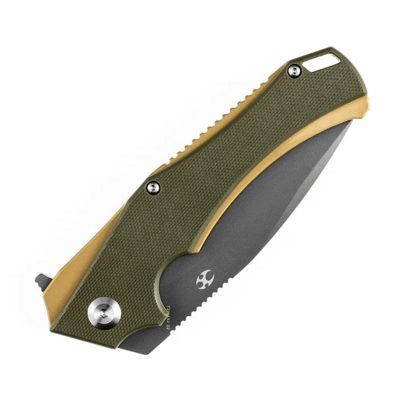 Kansept Mini Hellx Gray TiCn Coated D2 Olive Green G10 T2008A2 - KNIFESTOCK