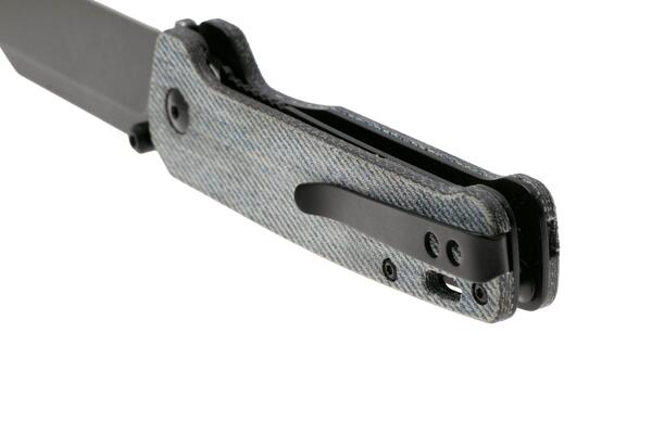 QPS Penguin V2 D2, black stonewash, Manico: Denim micarta QS130V2-B2 - KNIFESTOCK