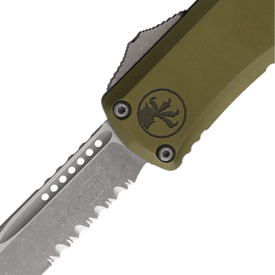 Microtech HERA II MINI S/E APOCALYPTIC PART SERRATE OD GREEN 1703M-11APOD - KNIFESTOCK