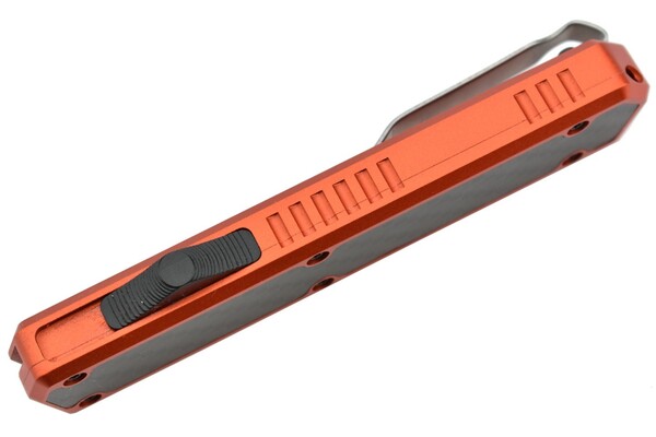 Golgoth G11B5 Orange. Couteau automatique OTF lame double tranchant acier D2 manche aluminium orange - KNIFESTOCK