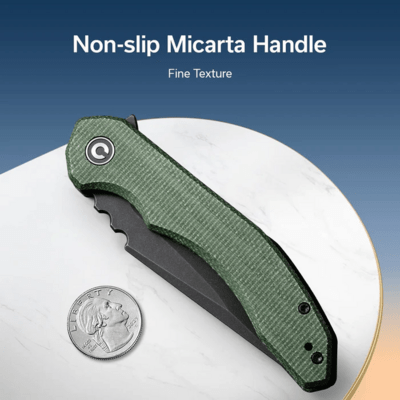 Civivi Bluetick Green Canvas Micarta HandleBlack Stonewashed 14C28N BladeNested Liner Lock C23050- - KNIFESTOCK