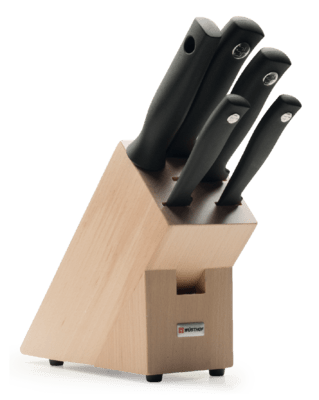 WUSTHOF set SILVERPOINT 6-delig, blok + messen, licht - KNIFESTOCK