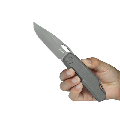 KUBEY Verijero Darkwashed Sanvik 14C28N Blade Darkblast Ti Linerlock KU340E - KNIFESTOCK