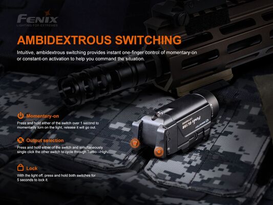 FENIX Taschenlampe wiederaufladbar für Waffen 1200lm GL19R - KNIFESTOCK