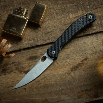 Giant Mouse ACE Bleecker Carbon Fiber &amp; Titanium / Satin Magnacut - KNIFESTOCK