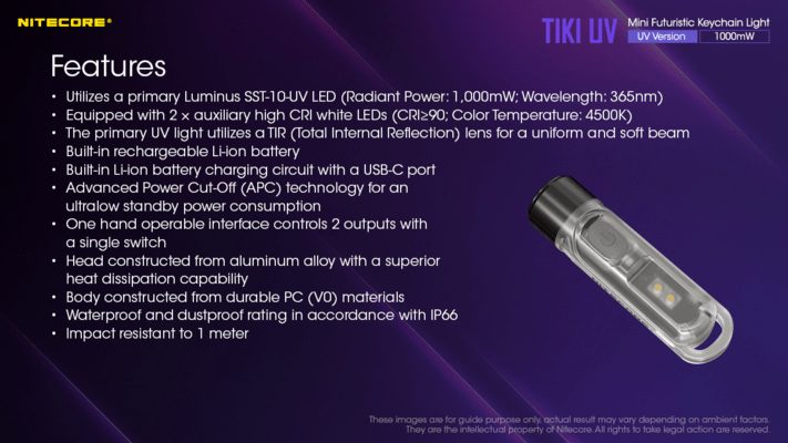 Nitecore flashlight TIKI UV - KNIFESTOCK