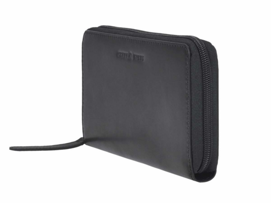 GreenBurry Leather ladies long wallet RFID &quot;Pure Black&quot; 1127-20 - KNIFESTOCK
