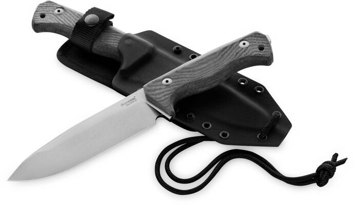Lionsteel Fixed blade, CPM 3V SATIN blade,  BLACK  CANVAS  handle with Kydex sheath T6 3V CVB - KNIFESTOCK