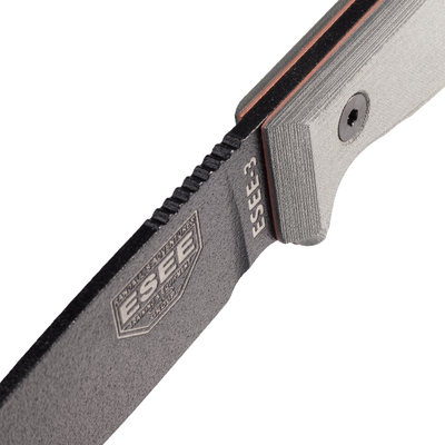 Couteau de survie ESEE Knives Modèle 3 lame noire, manche gris 3P-KO sans étui - KNIFESTOCK