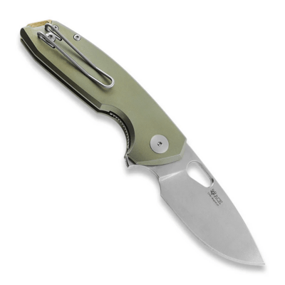 Giant Mouse ACE Tribeca Green Anodized Titanium / Satin Magnacut TRIBECA-TI-GREEN - KNIFESTOCK