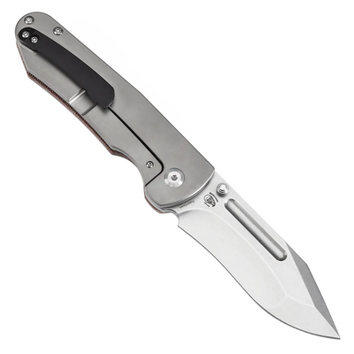 KANSEPT Superhawk Stonewashed CPM S35VN 0.157" / 4.0mm Titanium &amp; Brown Micarta K1084B1 - KNIFESTOCK