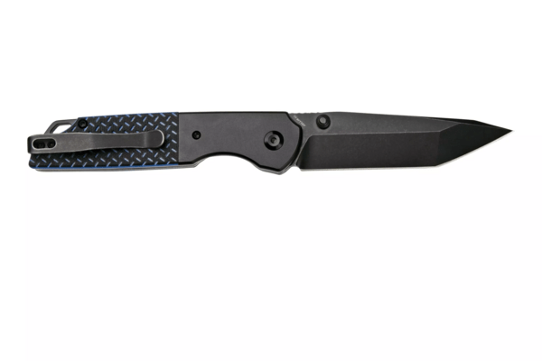 Kansept Warrior Black TiCn Coated and Stonewashed Tanto D2 Blade Black Anodized Aluminum Bolster + B - KNIFESTOCK