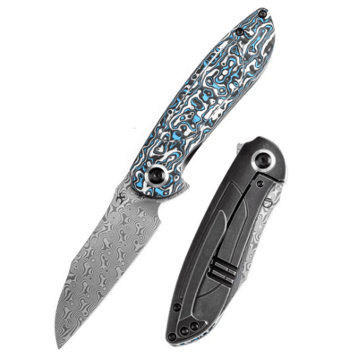 Kansept Prometheus Damascus Blue Whire Nebula Carbon Fiber K1040A3 - KNIFESTOCK