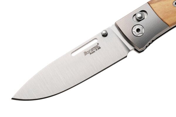 LionSteel NINI Folding knife M390 satin blade, Ti BOLSTER, OLIVE wood handle NN2 UL - KNIFESTOCK