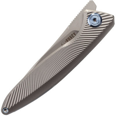 Kubey Pike Liner Lock Folding Knife Gray CPM-20CV Titanium Handle KB2103A - KNIFESTOCK