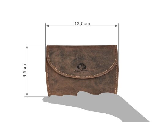 GreenBurry Leather wallet 13x9cm &quot;Vintage&quot; antique brown 1772A-25 - KNIFESTOCK