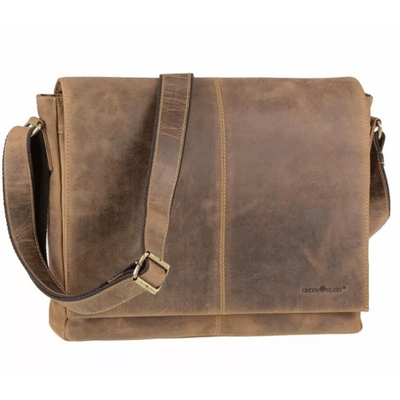 Sac à bandoulière en cuir GreenBurry 39x30cm &quot;Vintage&quot; brun antique - KNIFESTOCK
