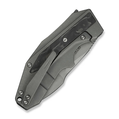 WE Knife Coral Gray Titanium Handle With Marble Carbon Fiber InlayGray Stonewashed CPM 20CV Blade - KNIFESTOCK