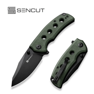 Sencut Excalis Green Canvas Micarta Handle Black 9Cr18MoV BladeLiner Lock S2306 - KNIFESTOCK