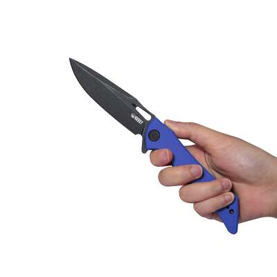 KUBEY Raven Liner Lock Flipper Knife Blue G10 Handle KB245H - KNIFESTOCK