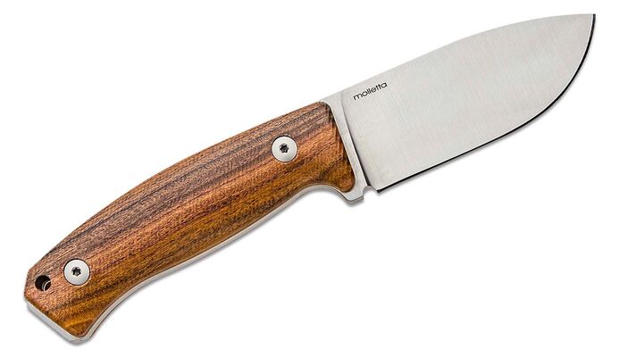 Lionsteel Fixed Blade M390 satin blade, Santos wood handle, leather sheath M2M ST - KNIFESTOCK