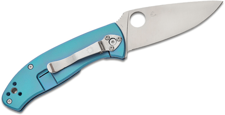 Spyderco C122TIBLP TENACIOUS BLUE TI PLAINEDGE - KNIFESTOCK