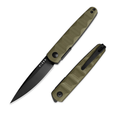 Kizer Bamboo Nitro-V Black PVD OD Green G10 Handles V3722A2 - KNIFESTOCK