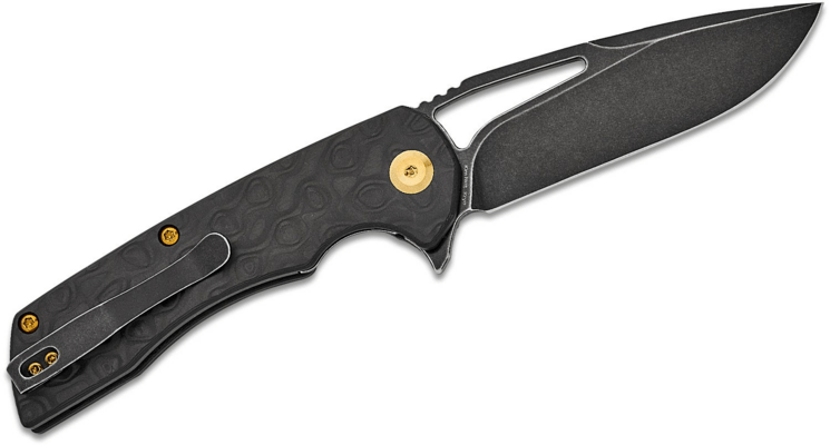 Kansept Kryo Black Stonewashed CPM S35VN Black Rose Pattern Carbon Fiber K1001M1 - KNIFESTOCK