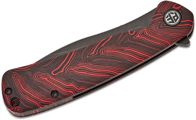 Petrified Fish PFE14 Rogue Black Stonewashed 154CM Red Gmascus G10 PFE14RDMW - KNIFESTOCK