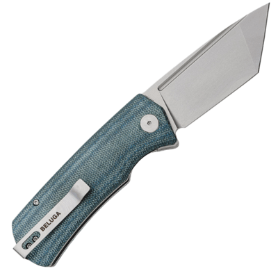 Petrified Fish PFP01T Beluga Stonewash K110 Blue Micarta PFP01TBMW - KNIFESTOCK
