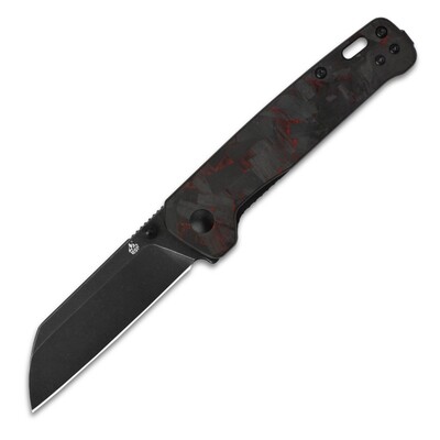 QSP Knife Penguin, Black Stonewash D2 Blade, CF Overlay G10 (Red) Handle QS130-URD - KNIFESTOCK