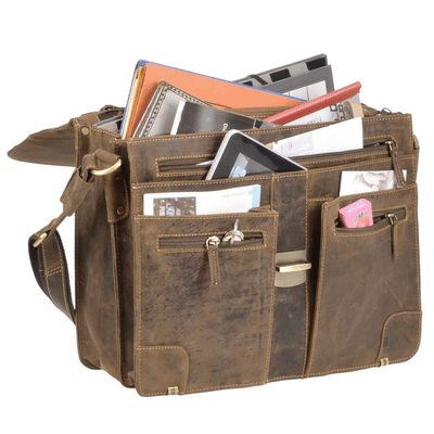 GreenBurry Vintage Leather BriefcaseAntique brown 38x30cm - KNIFESTOCK
