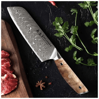 Dellinger Santoku Knife 180 mm Dellinger Longevity Damascus Edition - KNIFESTOCK
