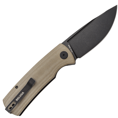 Petrified Fish PFP01 Beluga Black Stonewash K110 Khaki Micarta PFP01KAMW - KNIFESTOCK