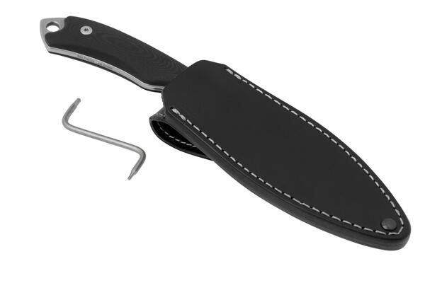MKM POCKET TANGO 1 – MAGNACUT MUK SW Fixed bld, BLK G10 hdl, +POCKET LEATHER SHEATH - KNIFESTOCK