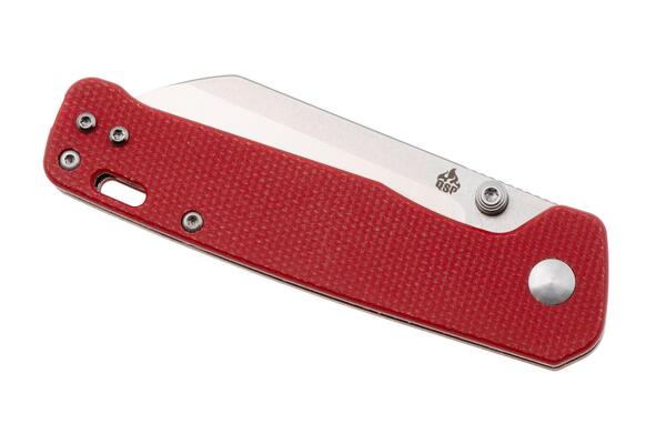 QPS Penguin V2 D2, 2-Ton-Finish Stonewash - Satin, Griff: Rotes Micarta QS130V2- - KNIFESTOCK