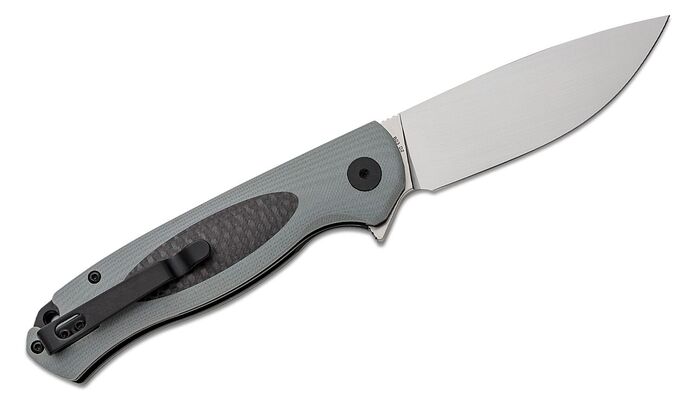Petrified Fish PFB03 Stamp Satin D2 Carbon Fiber With Gray G10 PFB03GAS - KNIFESTOCK
