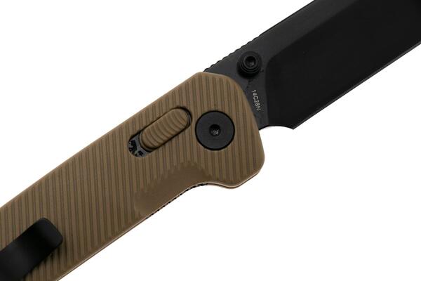 QPS Penguin Glyde 14C28N, nero, Manico: Khaki FRN QS130GL-C2 - KNIFESTOCK