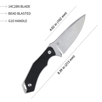 KUBEY Orthodox Fixed Blade Knife Black G10 Handle KU2108 - KNIFESTOCK