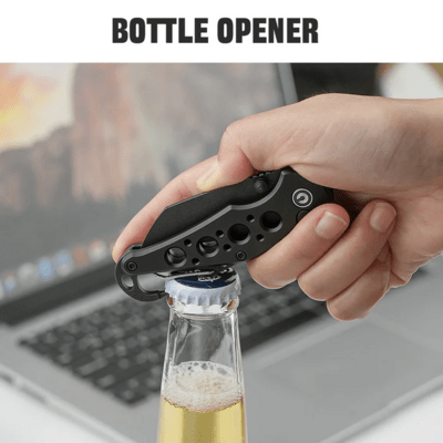 CIVIVI Black Aluminum HandleWith S/S Carabiner And Bottle OpenerBlack Stonewas - KNIFESTOCK