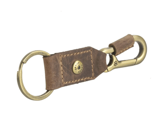 GreenBurry Schlüsselanhänger Leder 12x3cm mit Karabiner &quot;Vintage&quot; antikbraun - KNIFESTOCK